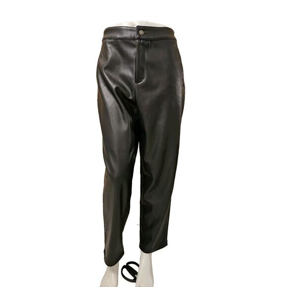 Stella Luce Ladies Faux  Leather Trouser Pants Pockets Size Large CLASSY! - Picture 1 of 9